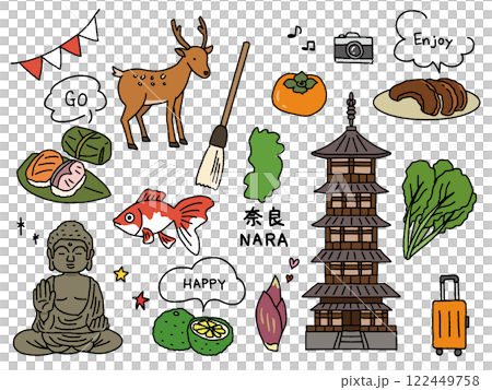Nara hand drawn illustration set 122449758