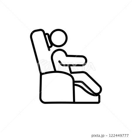 man on a portable massage chair. linear icon. Line with editable stroke 122449777