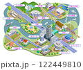 生活に根差したスマートシティの町並みイラスト（文字入り）   バリエーションあり 122449810