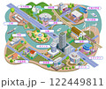生活に根差したスマートシティの町並みイラスト（文字入り）   バリエーションあり 122449811