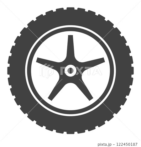 Car racing wheel vector simple icon. Tire with disc vector symbol 122450187