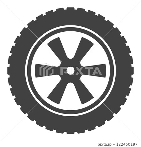 Heavy-duty tire vector icon - Vehicle wheel and disc symbol Heavy-duty tire vector icon - Vehicle wheel and disc symbol 122450197