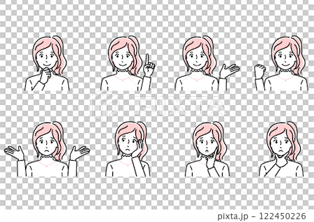 Young lady's facial expression set 122450226