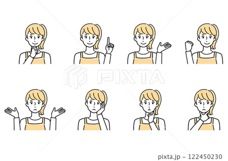 若い女性の表情セット 122450230