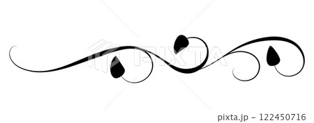 Floral ornament with leaves and abstract lines. Graceful element for decor and greeting or invitation card design 122450716