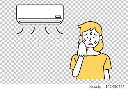 室内で汗をかく女性のベクターイラスト 熱中症予防 屋内 エアコン 夏バテ シンプル かわいい 室内で汗をかく女性のベクターイラスト 熱中症予防 屋内 エアコン 夏バテ シンプル かわいい 122450865