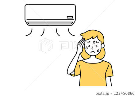 室内で頭痛になる女性のベクターイラスト 熱中症予防 屋内 エアコン 夏バテ シンプル かわいい 室内で頭痛になる女性のベクターイラスト 熱中症予防 屋内 エアコン 夏バテ シンプル かわいい 122450866