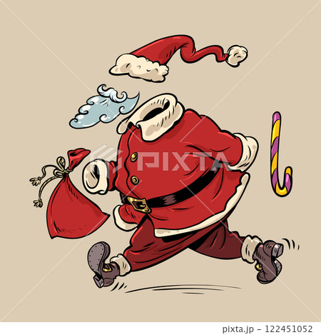 Santa Claus costume for New Year Christmas. Delivery of New Year gifts worldwide. Props for actors and animators for New Year as Santa. Santa Claus costume for New Year Christmas. Delivery of New Year gifts worldwide. Props for actors and animators for New Year as Santa. 122451052
