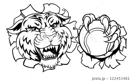 Tiger Tennis Ball Animal Sports Team Mascot 122451481