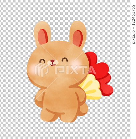 Happy brown rabbit with valentines day 122451755