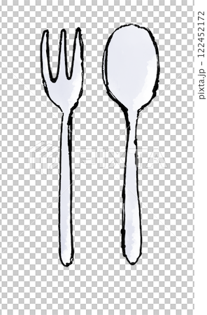 Cutlery illustration: Silver fork and spoon 122452172