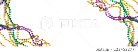 Mardi gras beads on white background 122452277