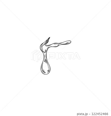 Oil drop falling engraved sketch, vector ink liquid oil, natural dripping argan essence, hand drawn honey or fuel fluid Oil drop falling engraved sketch, vector ink liquid oil, natural dripping argan essence, hand drawn honey or fuel fluid 122452466