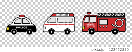 Police car, ambulance, fire engine, emergency vehicle icon set 122452830
