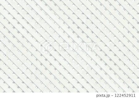 Closely spaced horizontal three-dimensional white antique-style wooden lattice Closely spaced horizontal three-dimensional white antique-style wooden lattice 122452911