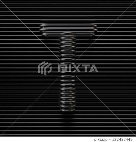 Black wire font Letter T 3D Black wire font Letter T 3D 122453449