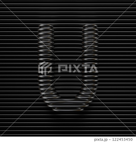 Black wire font Letter U 3D Black wire font Letter U 3D 122453450