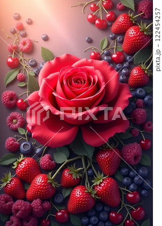 赤い薔薇といちご 122454257