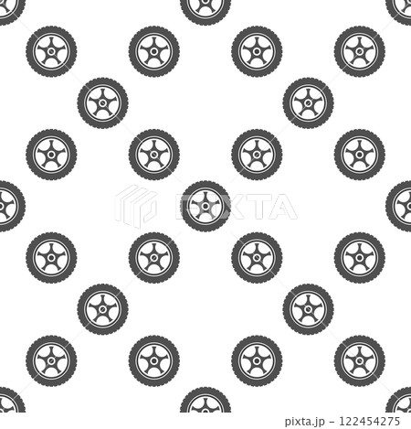 Luxury wheel vector seamless pattern - Car tire and rim vector element 122454275