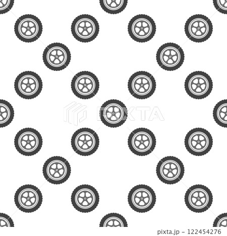 Modern wheel vector seamless pattern. Auto tire with rim vector background 122454276