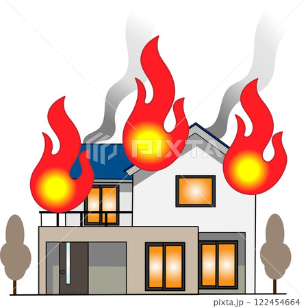 火事で炎上する住宅 火事で炎上する住宅 122454664