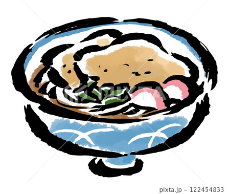 きつねうどん 筆タッチ手描きイラスト きつねうどん 筆タッチ手描きイラスト 122454833