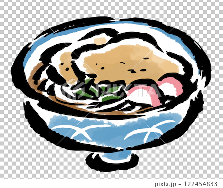 きつねうどん 筆タッチ手描きイラスト きつねうどん 筆タッチ手描きイラスト 122454833