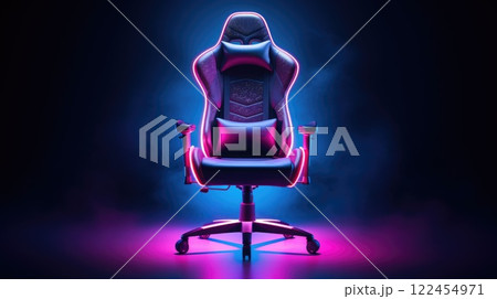 Gaming chair with neon lights, ai 122454971