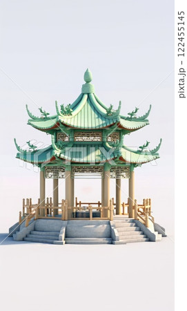 chinese style jade green gazebo pagoda, ai 122455145