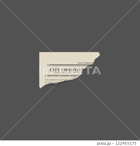 Illustration of realistic piece of newsprint on isolated grey background. 122455175
