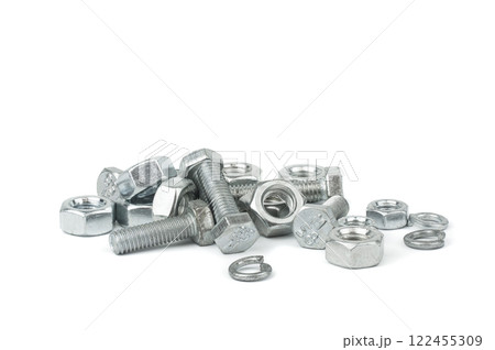 Nuts and bolts isolated on a white background 122455309