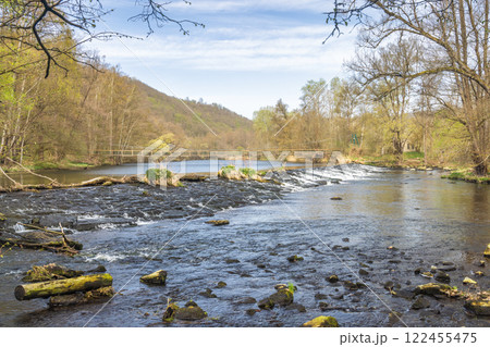Dyje River in Podyji National Park near Znojmo town in the South Moravian Region of the Czech Republic, Europe. 122455475