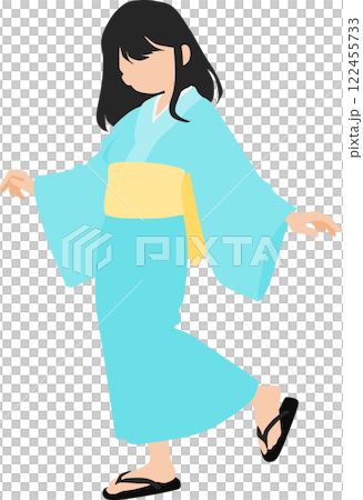 Illustration of a woman wearing a yukata (kimono) 122455733