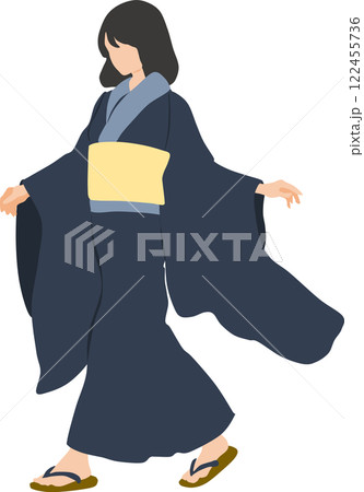浴衣(着物)を着た女性のイラスト 122455736