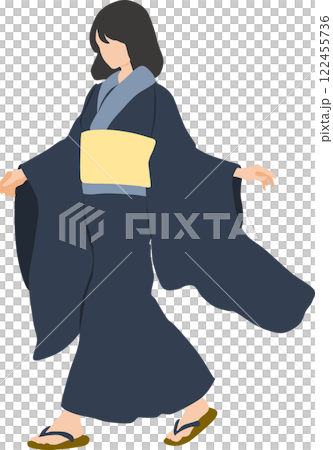 浴衣(着物)を着た女性のイラスト 122455736