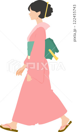 浴衣(着物)を着た女性のイラスト 122455743