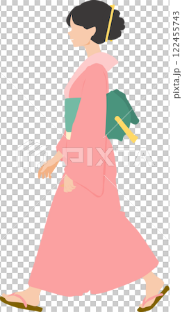浴衣(着物)を着た女性のイラスト 122455743