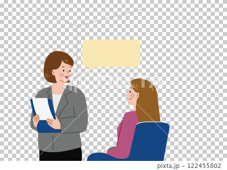 A woman in a suit giving an explanation A woman in a suit giving an explanation 122455802
