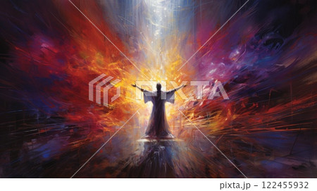 abstract painting of faith and religious and god, ai 122455932