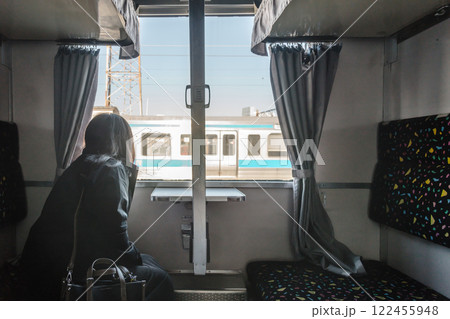 【北九州門司港 九州鉄道記念館の寝台車14系客車車内】 【北九州門司港 九州鉄道記念館の寝台車14系客車車内】 122455948