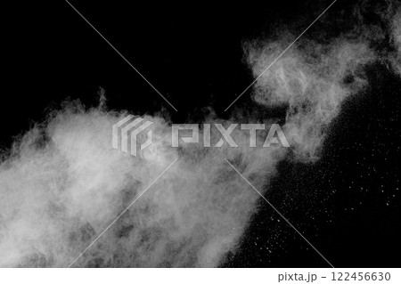 Black and white photo of a cloud of white powder Black and white photo of a cloud of white powder 122456630