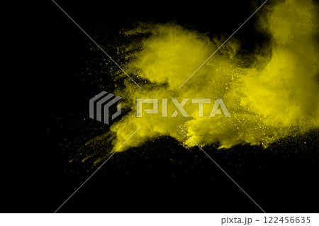 Yellow cloud of powdery dust is blowing in the air Yellow cloud of powdery dust is blowing in the air 122456635