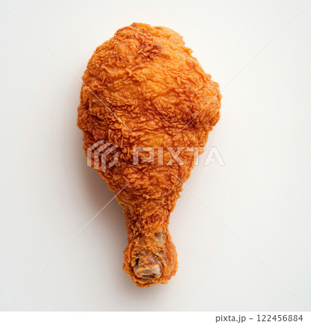 Crispy and golden fried chicken drumstick on a white background. isolated on white background. 122456884