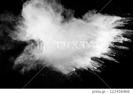 White cloud of powdery substance is in the air 122456966