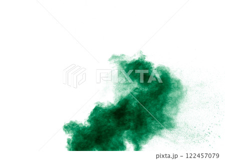 Green cloud of smoke is blowing through the air 122457079