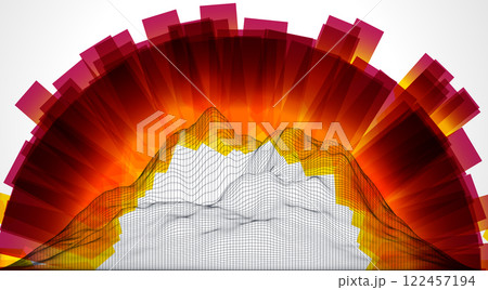 Trendy abstract wireframe background. Modern science or technology art elements. Surface illustration. Trendy abstract wireframe background. Modern science or technology art elements. Surface illustration. 122457194