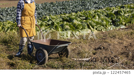 畑で働く女性の風景 122457465