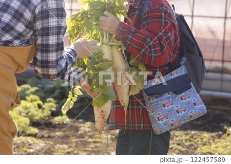 畑で働く女性の風景 122457589