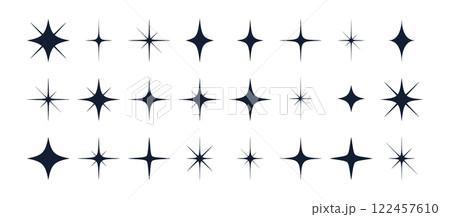 Stars set, sparkle icons collection. Set star abstract shapes. Template for design poster, card, banner. Vintage graphic set of star, light rays. Hand drawn design elements. Vector Illustration Stars set, sparkle icons collection. Set star abstract shapes. Template for design poster, card, banner. Vintage graphic set of star, light rays. Hand drawn design elements. Vector Illustration 122457610