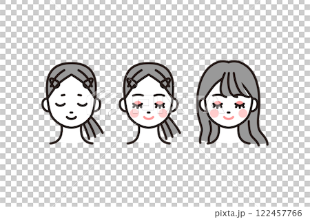 Illustration material set of women applying makeup Illustration material set of women applying makeup 122457766